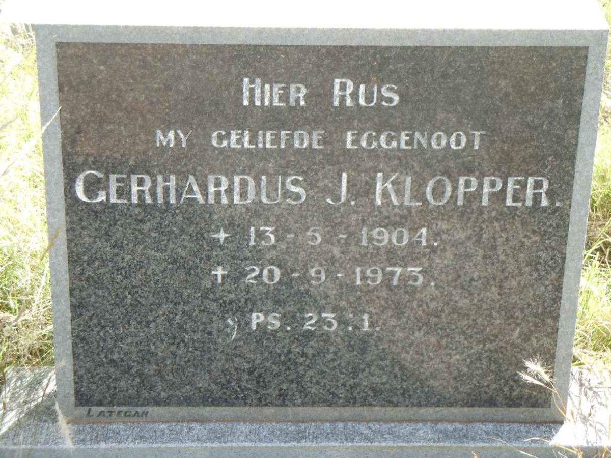 KLOPPER Gerhardus J. 1904-1973
