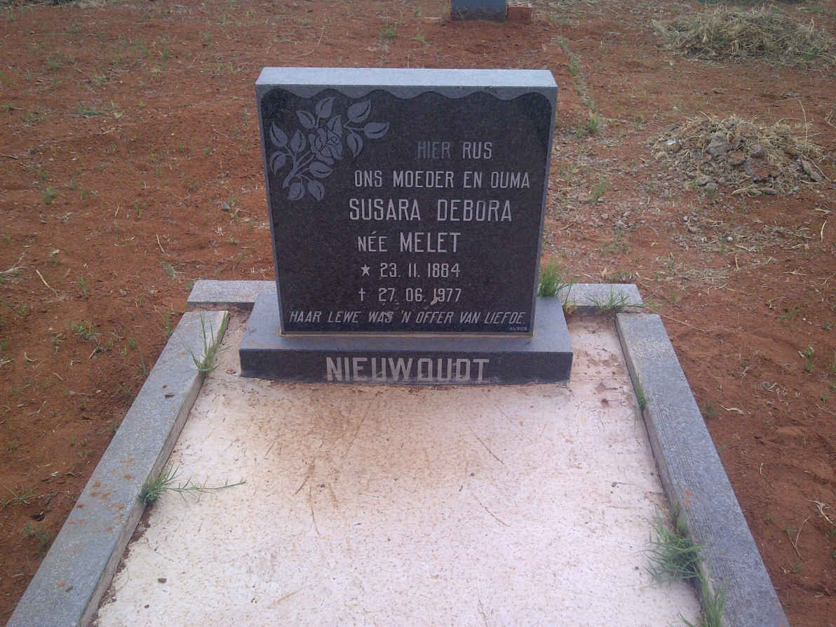 NIEUWOUDT Susara Debora nee MELET 1884-1977