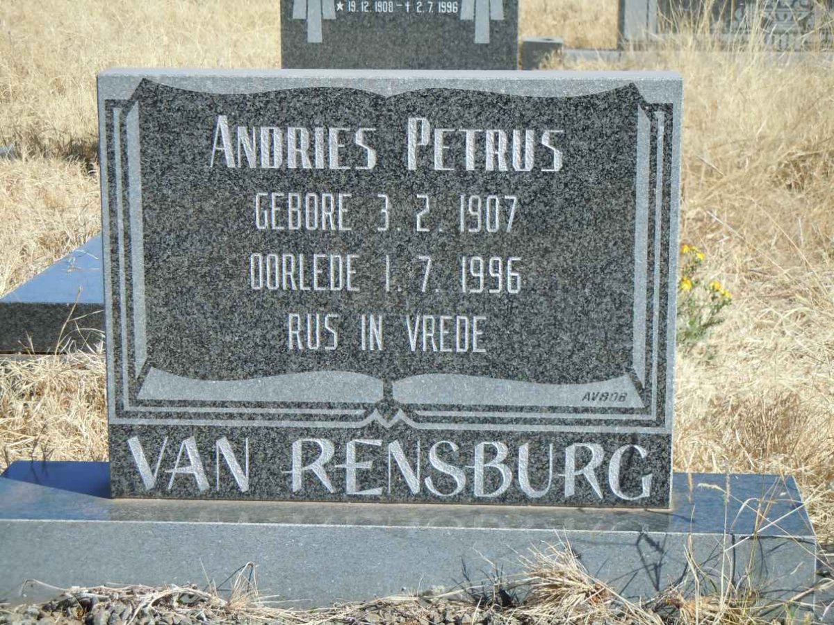 RENSBURG Andries Petrus, van 1907-1996