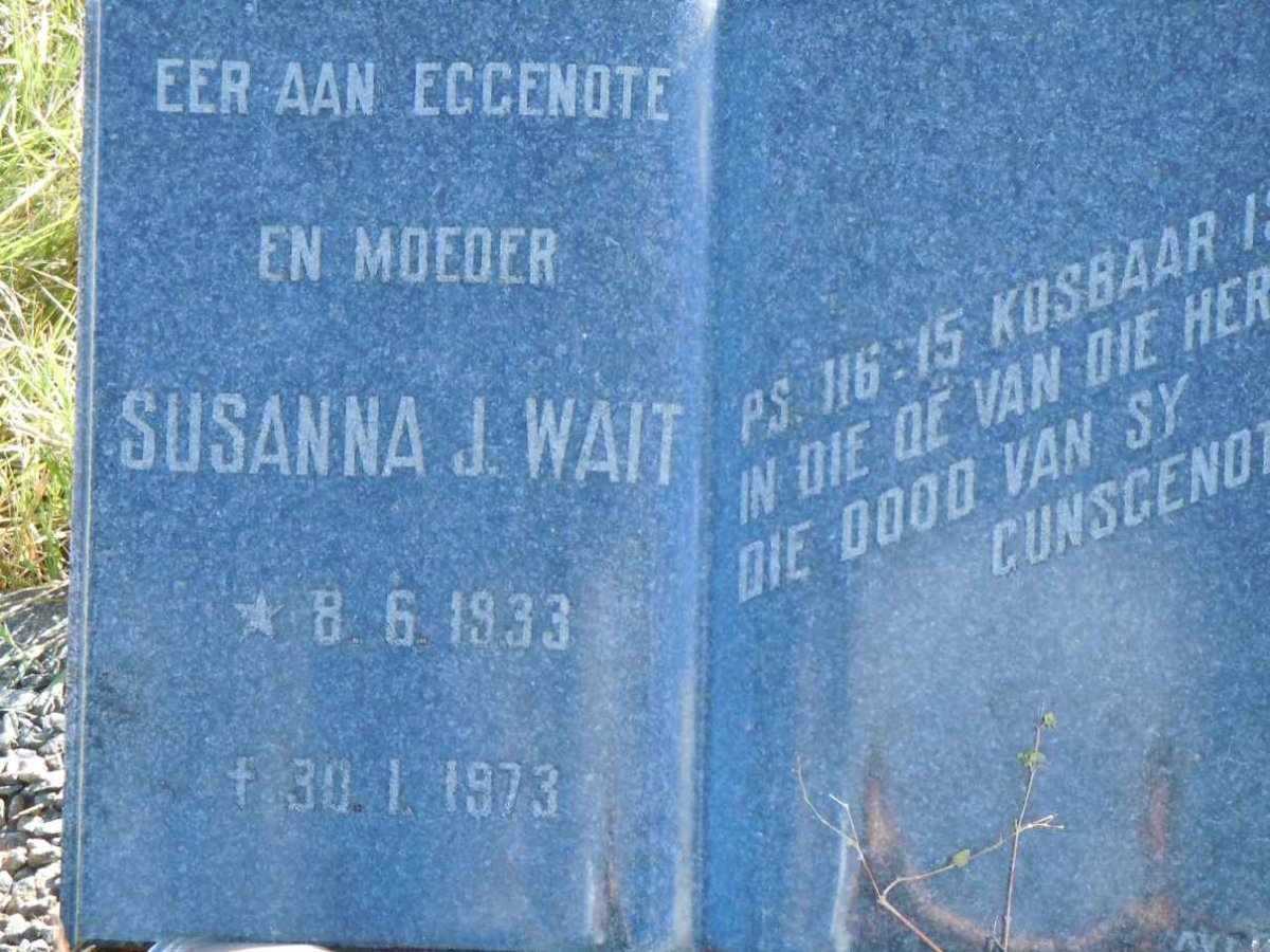 WAIT Susanna J. 1933-1973