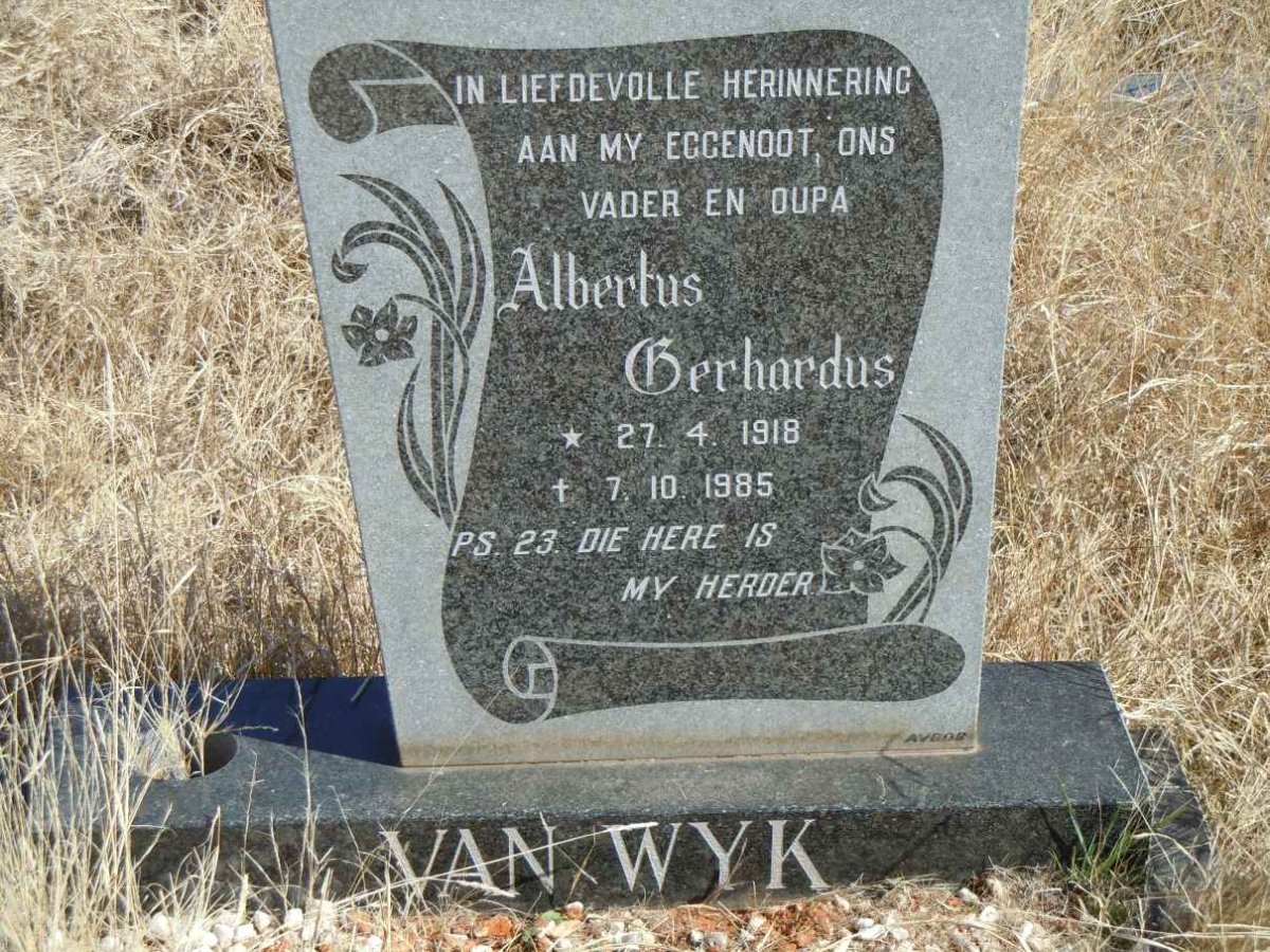 WYK Albertus Gerhardus, van 1918-1985