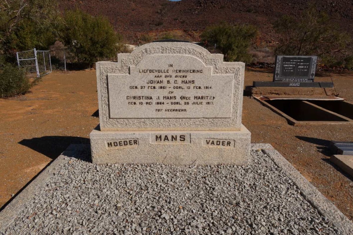 MANS Johan B.C. 1861-1914 &amp; Christina J. MARITZ 1864-1917