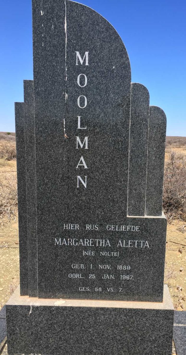 MOOLMAN Margaretha Aletta nee NOLTE 1889-1967