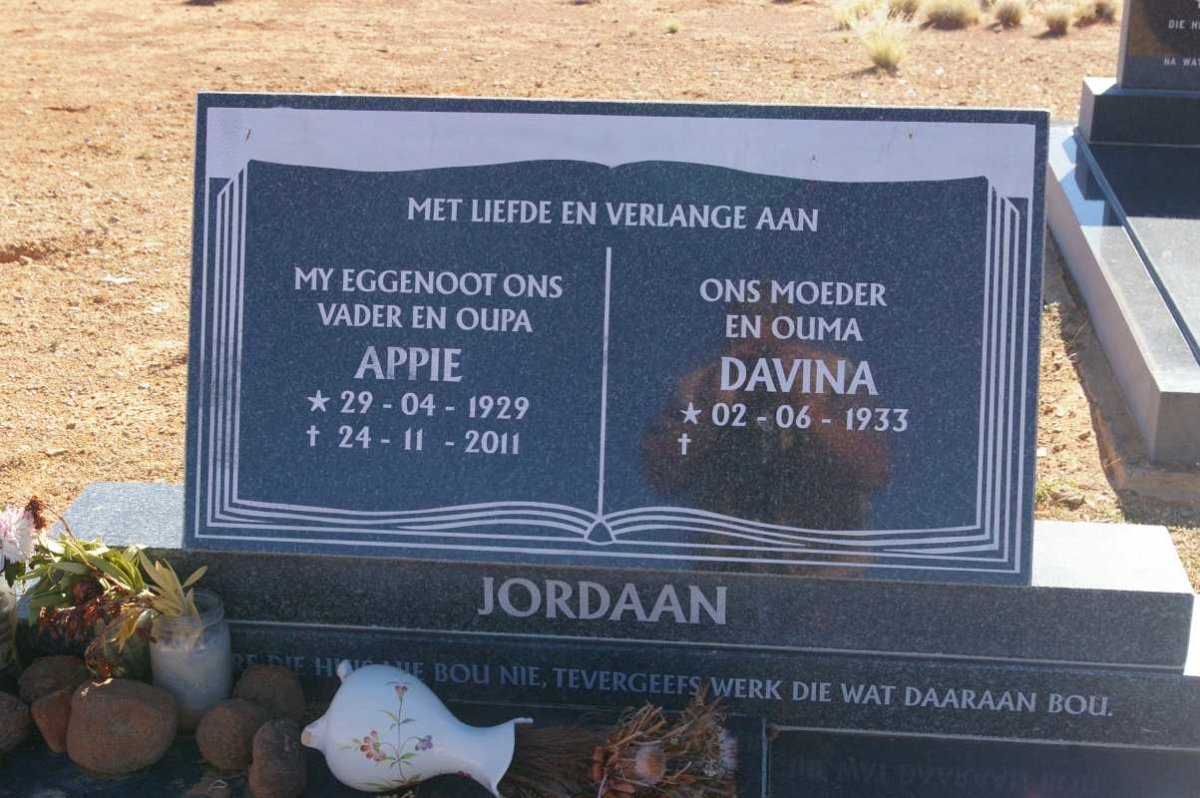 JORDAAN Appie 1929-2011 &amp; Davina 1933-