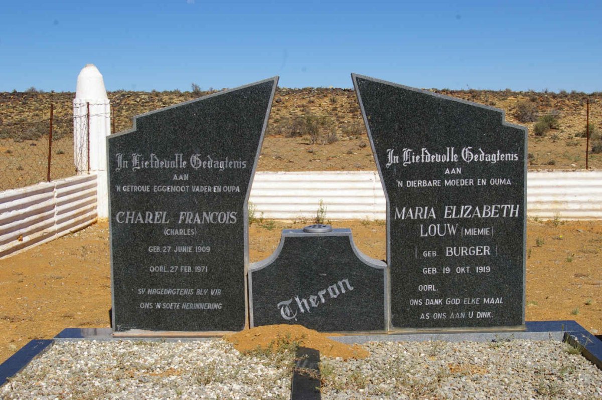 THERON Charel 1909-1971 &amp; Maria Elizabeth Louw BURGER 1919-