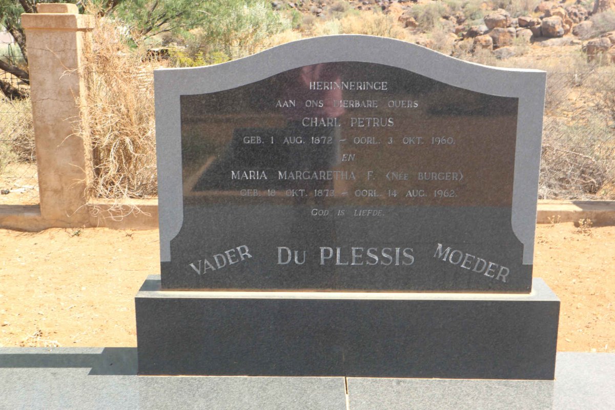PLESSIS Charl Petrus, du 1872-1960 &amp; Maria Margaretha F. BURGER 1873-1962