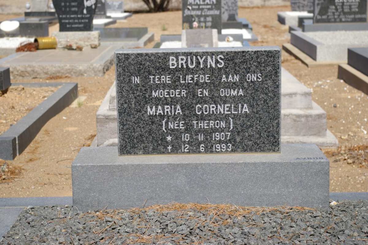 BRUYNS Maria Cornelia nee THERON 1907-1993