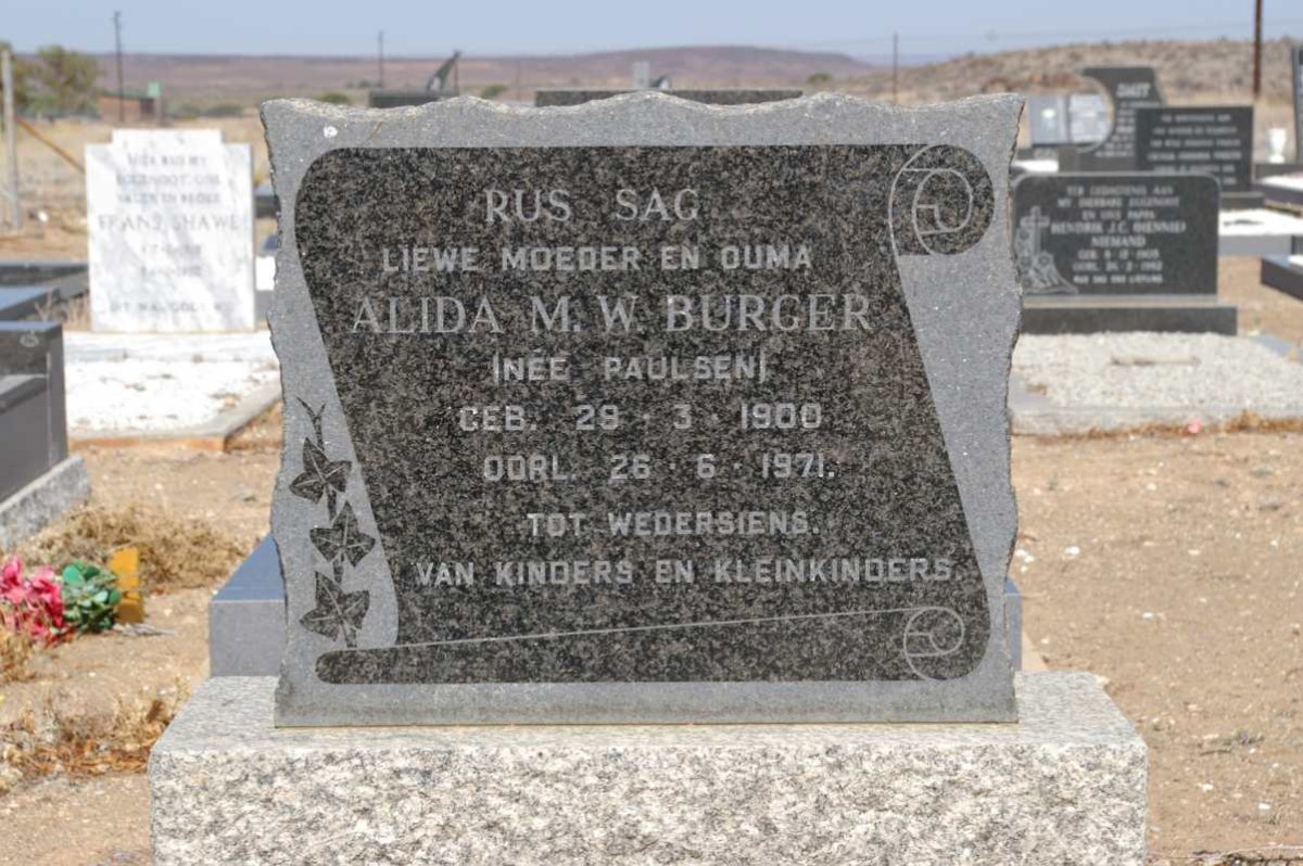 BURGER Alida M.W. nee PAULSEN 1900-1971