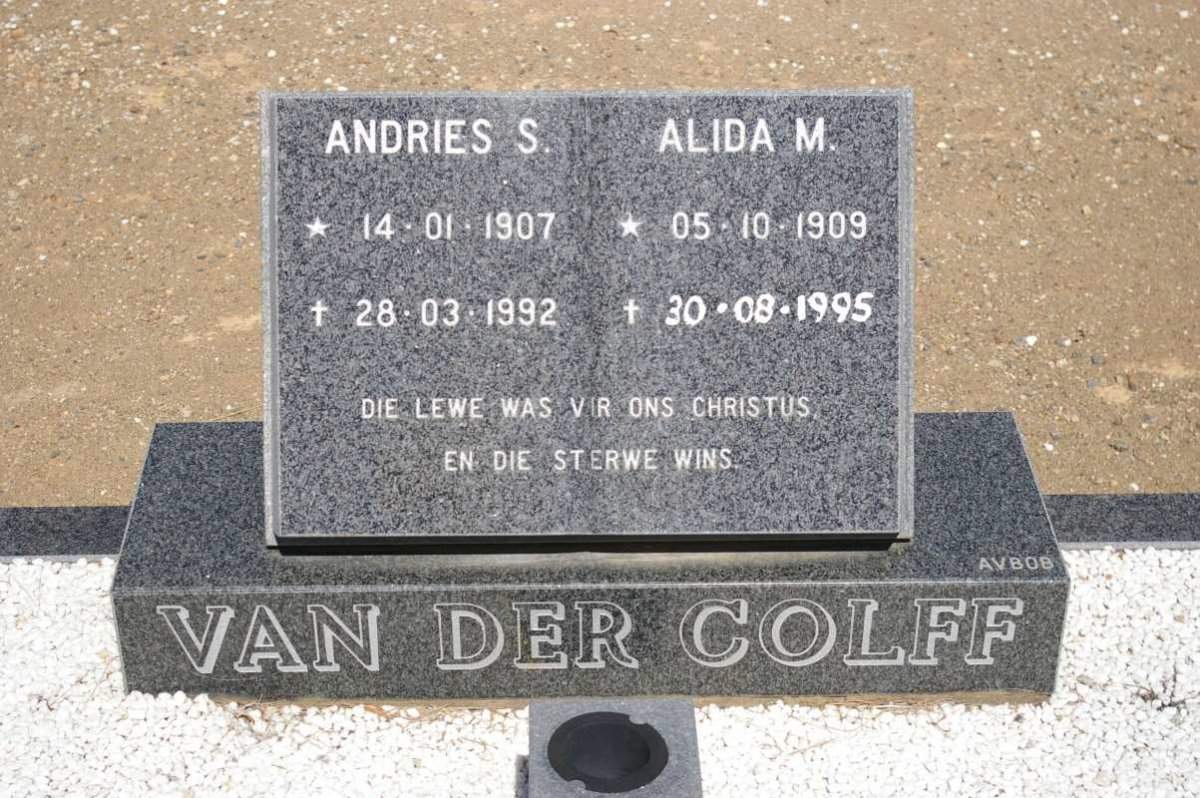 COLFF Andries S., van der 1907-1992 &amp; Alida M. 1909-1995