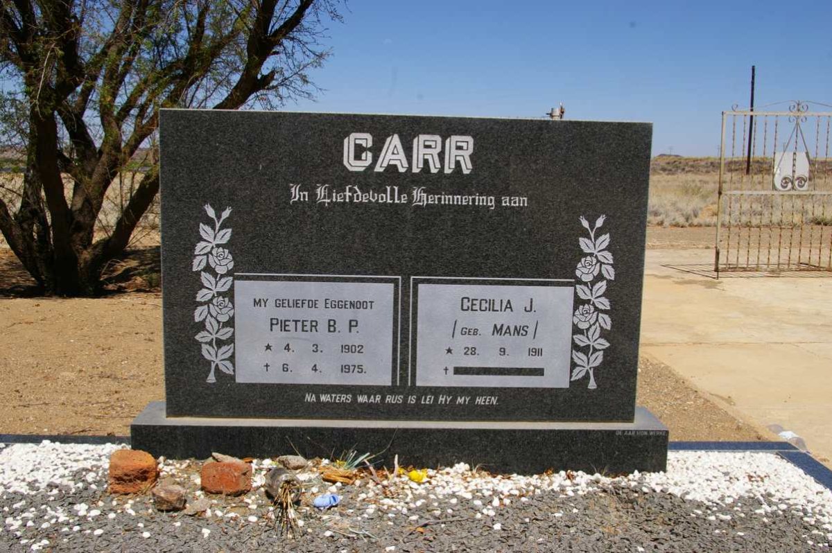 CARR Pieter B.P. 1902-1975 &amp; Cecilia J. MANS 1911-