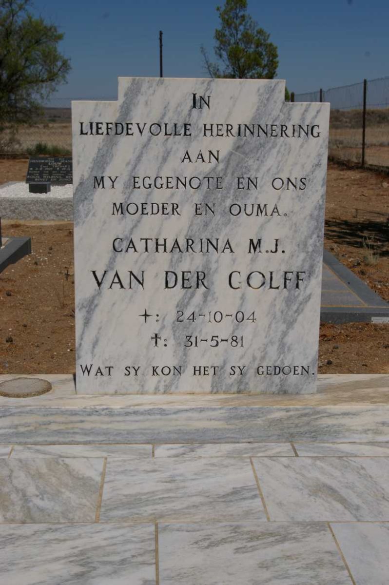 COLFF Catharina M.J., van der 1904-1981
