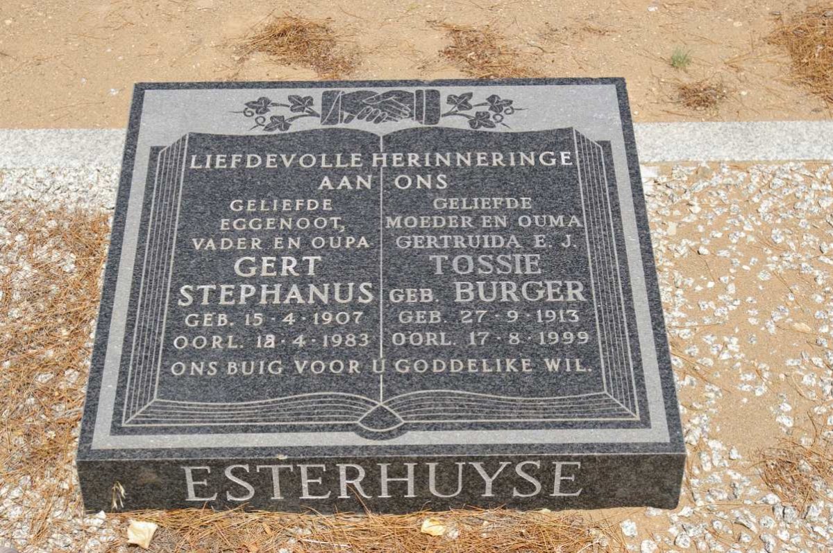 ESTERHUYSE Gert Stephanus 1907-1983 &amp; Gertruida E.J. BURGER 1913-1999