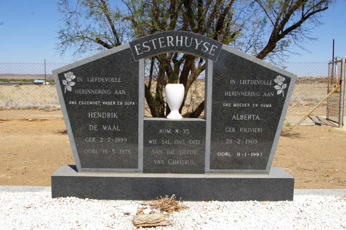 ESTERHUYSE Hendrik de Waal 1899-1975 &amp; Alberta OLIVIER 1909-1993