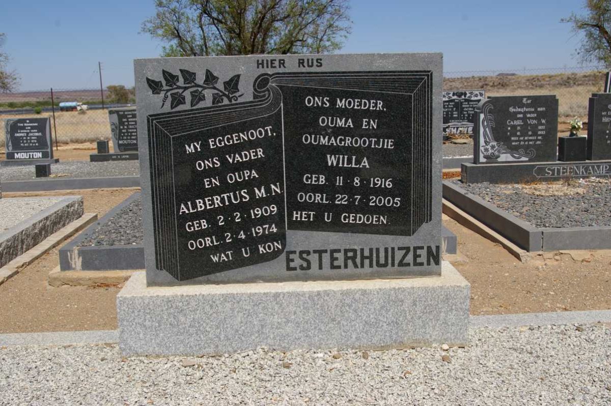 ESTERHUIZEN Albertus M.N. 1909-1974 &amp; Willa 1916-2005