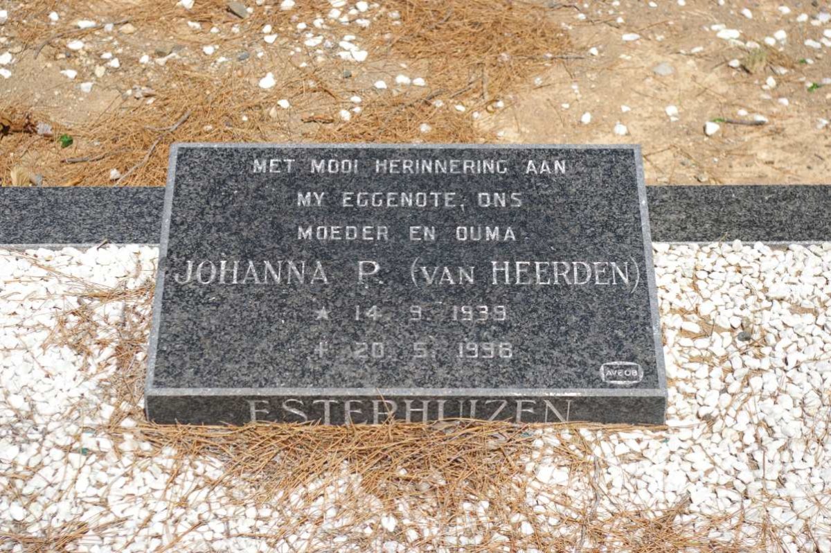 ESTERHUIZEN Johanna P. nee VAN HEERDEN 1939-1996