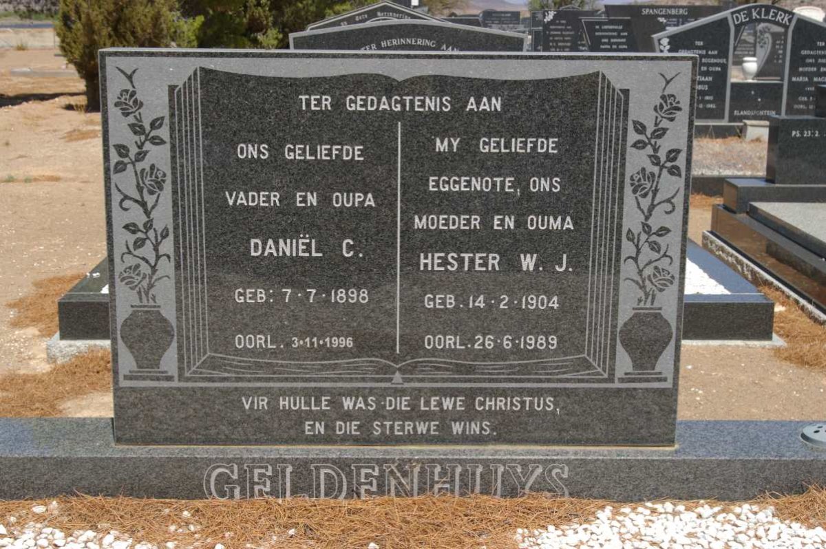 GELDENHUYS Daniël C. 1898-1996 &amp; Hester W.J. 1904-1989