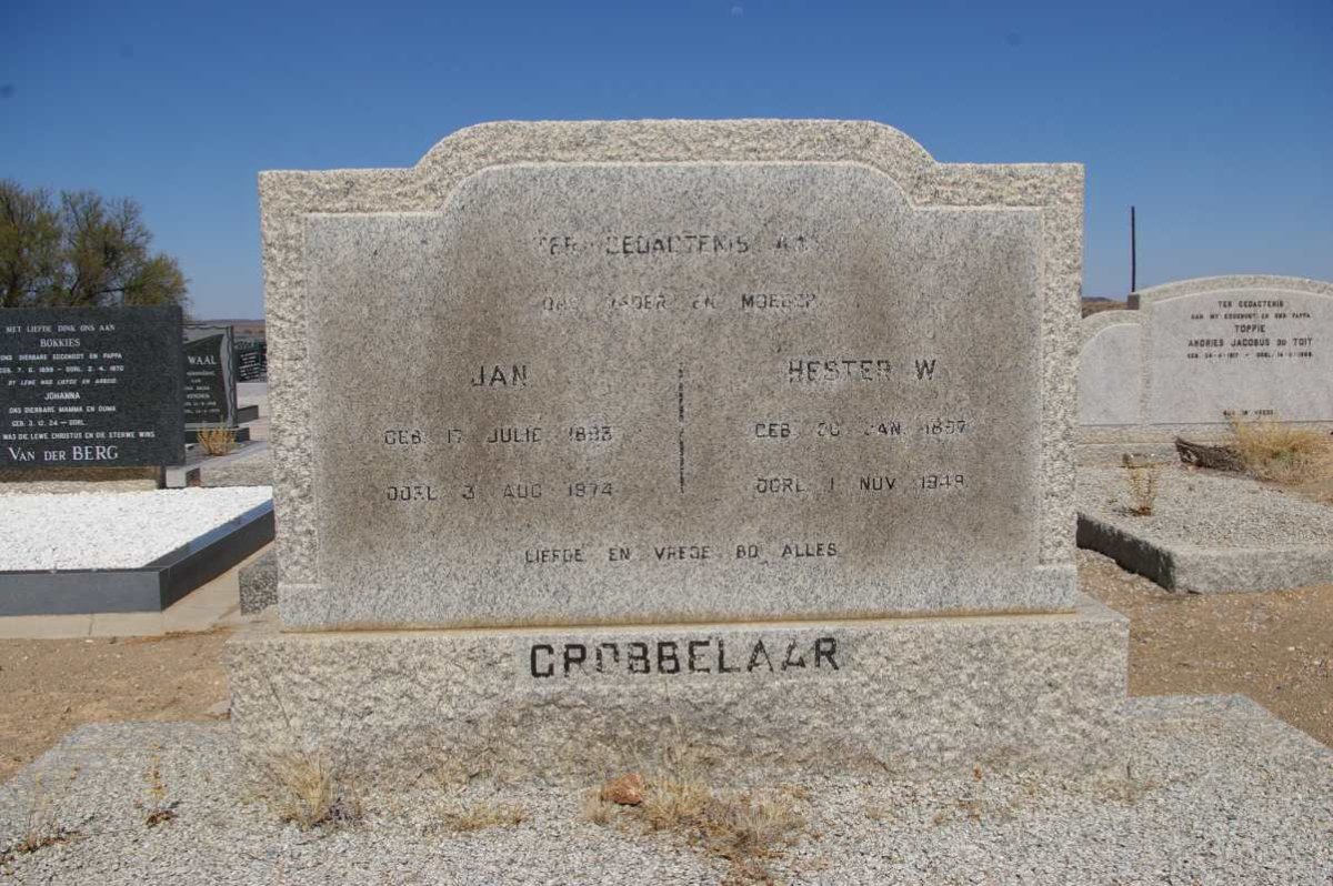 GROBBELAAR Jan 1893-1974 &amp; Hester W. 1897-1949