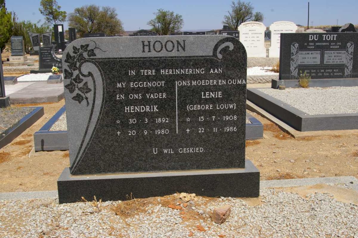 HOON Hendrik 1892-1980 &amp; Lenie LOUW 1908-1986