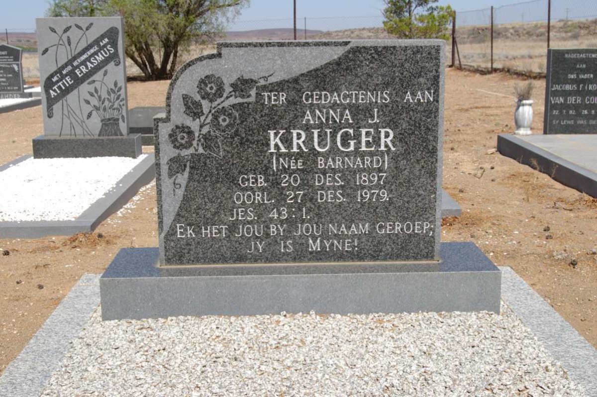 KRUGER Anna J. nee BARNARD 1897-1979