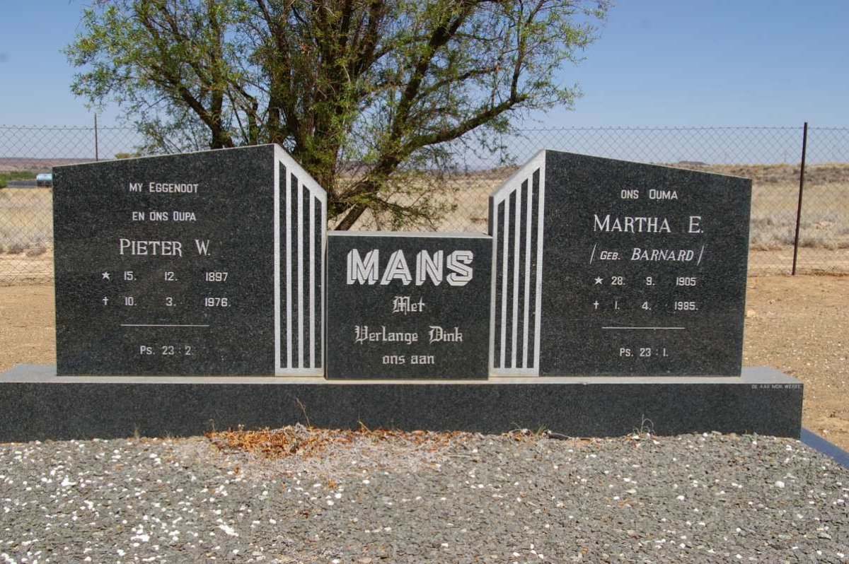 MANS Pieter W. 1897-1976 &amp; Martha E. BARNARD 1905-1985