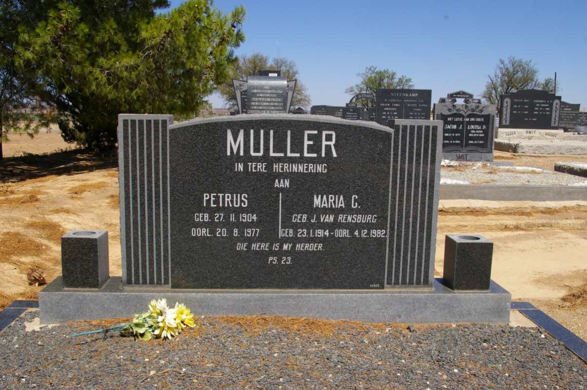 MULLER Petrus 1904-1977 &amp; Maria C. J. VAN RENSBURG 1914-1982