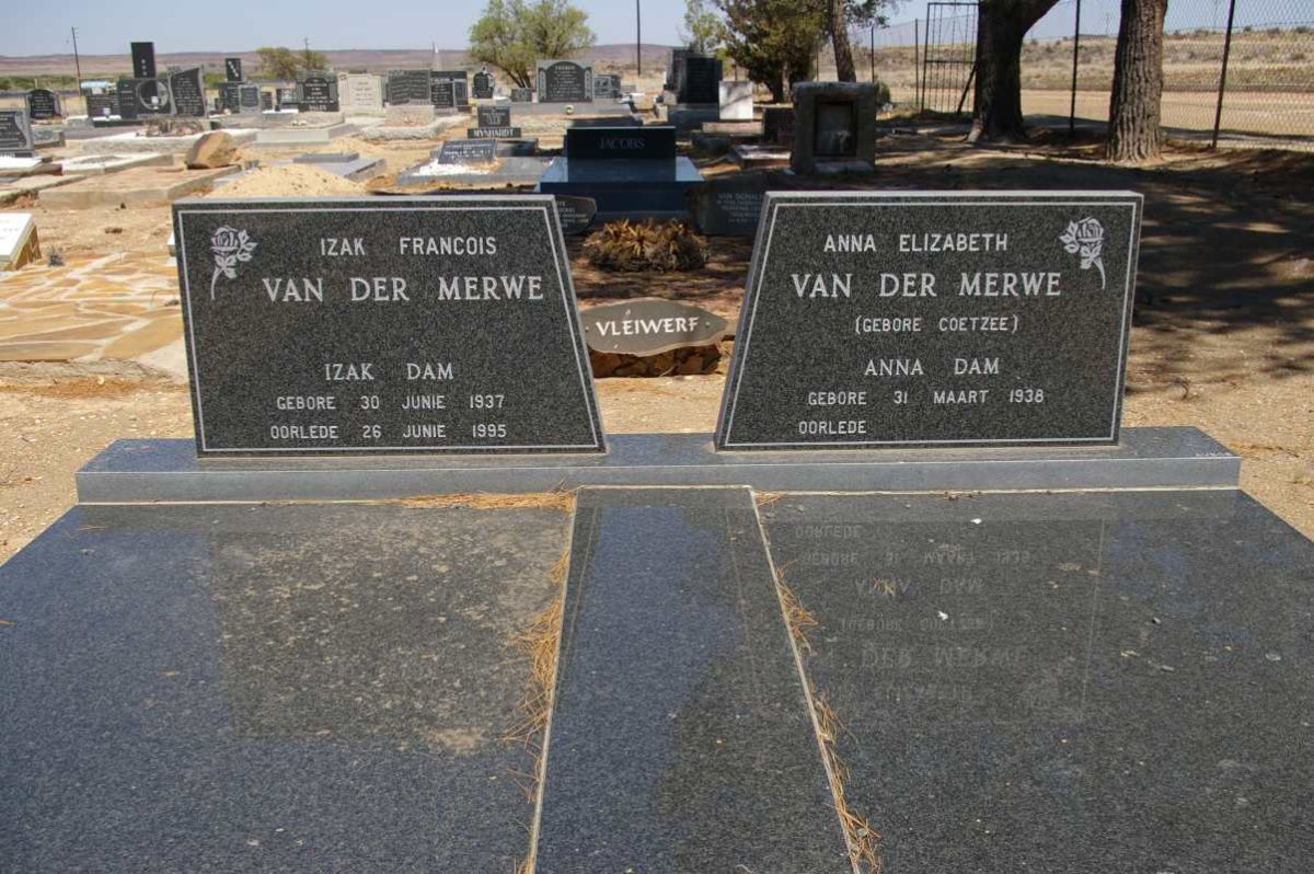 MERWE Izak Francois, van der 1937-1995 &amp; Anna Elizabeth COETZEE 1938-