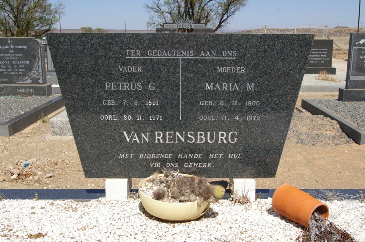 RENSBURG Petrus G., van 1891-1971 &amp; Maria M. 1900-1973