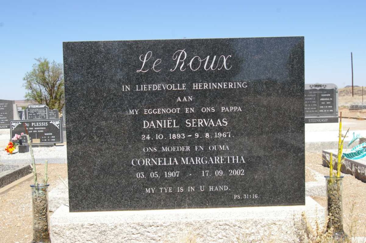 ROUX Daniel Servaas, le 1893-1967 &amp; Cornelia Margaretha 1907-2002