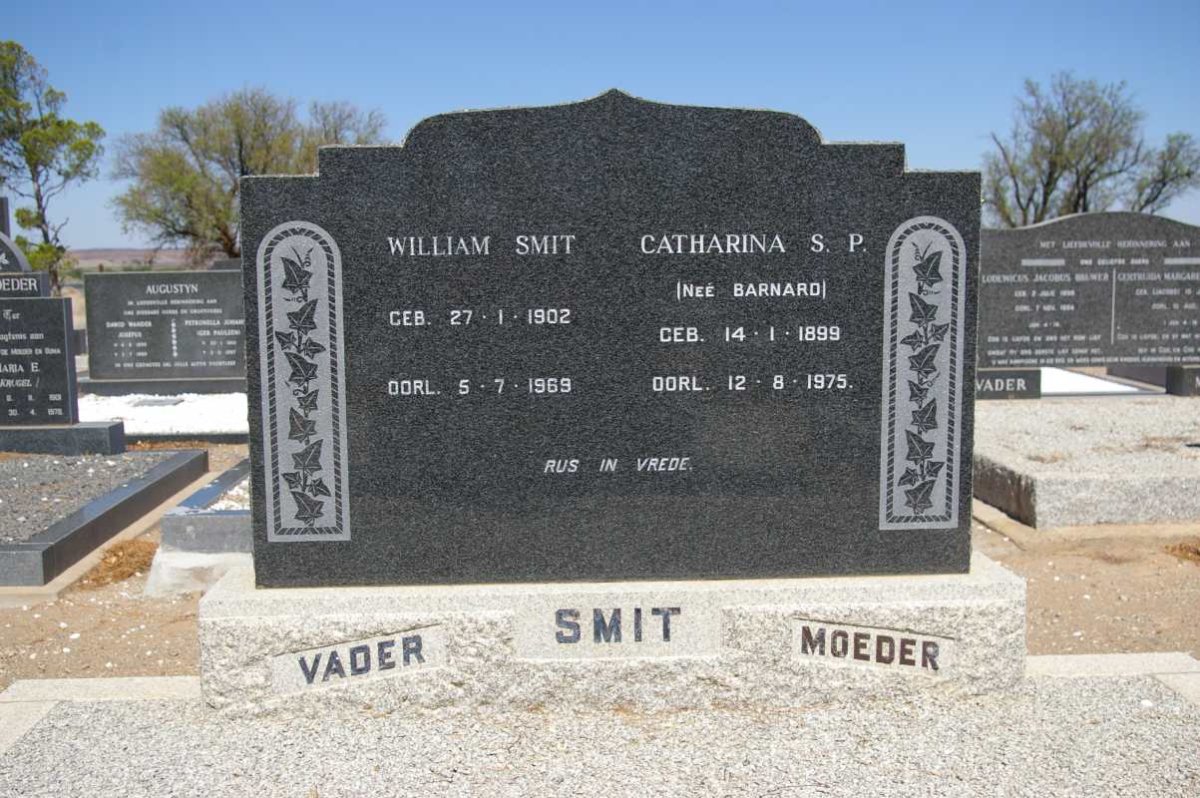 SMIT William 1902-1969 &amp; Catharina S.P. BARNARD 1899-1975
