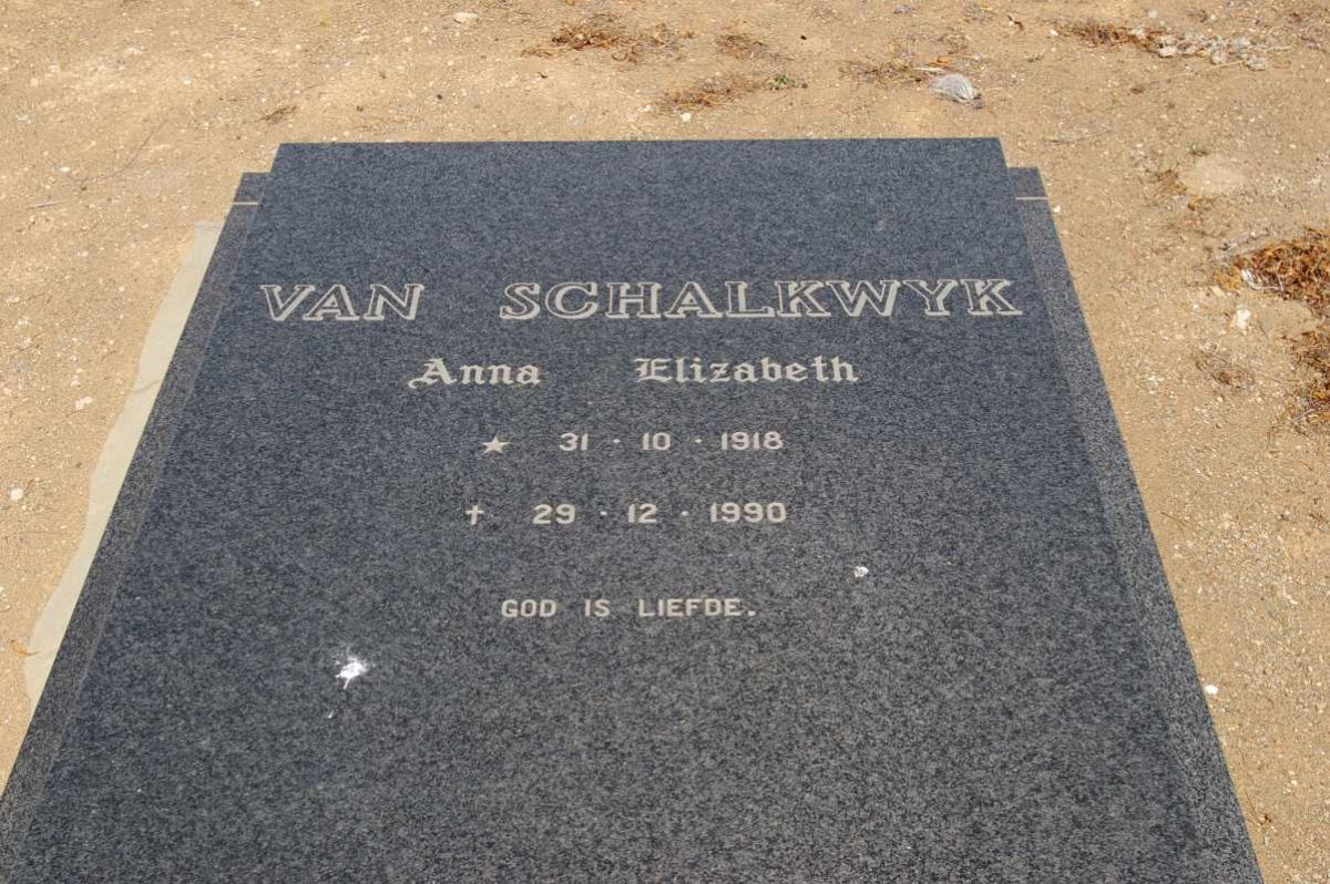 SCHALKWYK Anna Elizabeth, van 1918-1990