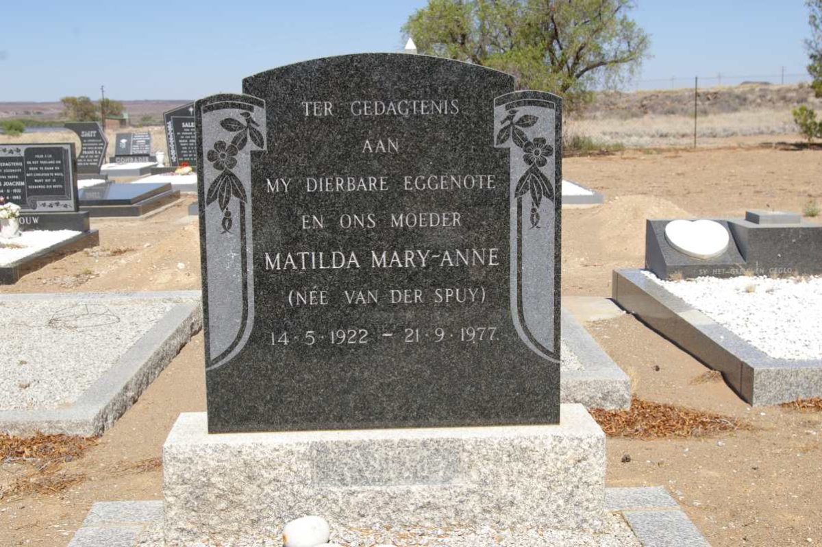SMIT Matilda Mary-Anne nee VAN DER SPUY 1922-1977