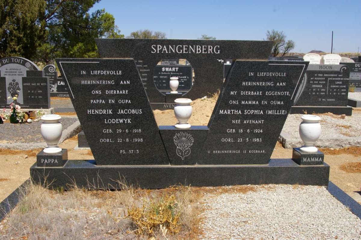 SPANGENBERG Hendrik Jacobus Lodewyk 1918-1998 &amp; Martha Sophia AVENANT 1924-1983