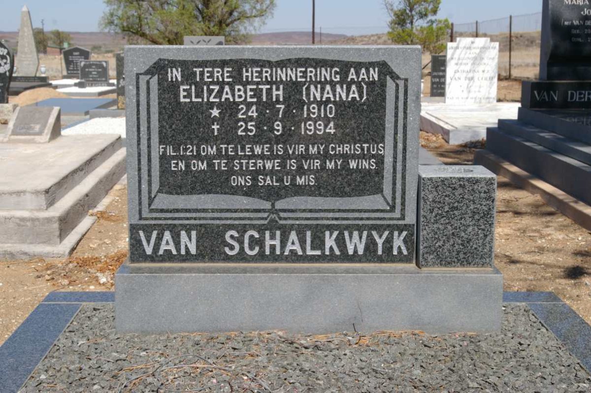 SCHALKWYK Elizabeth, van 1910-1994