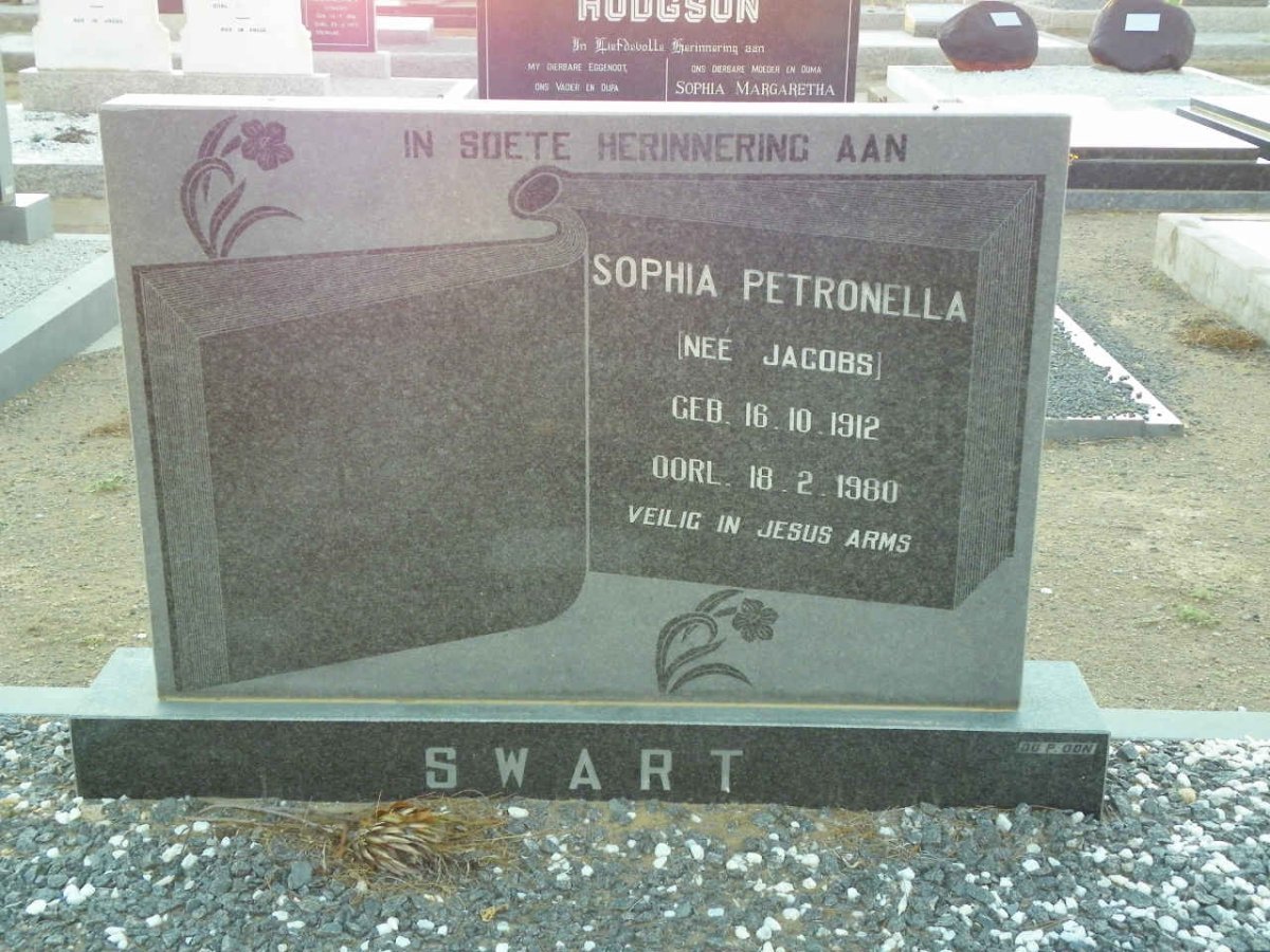 SWART Sophia Petronella nee JACOBS 1912-1980