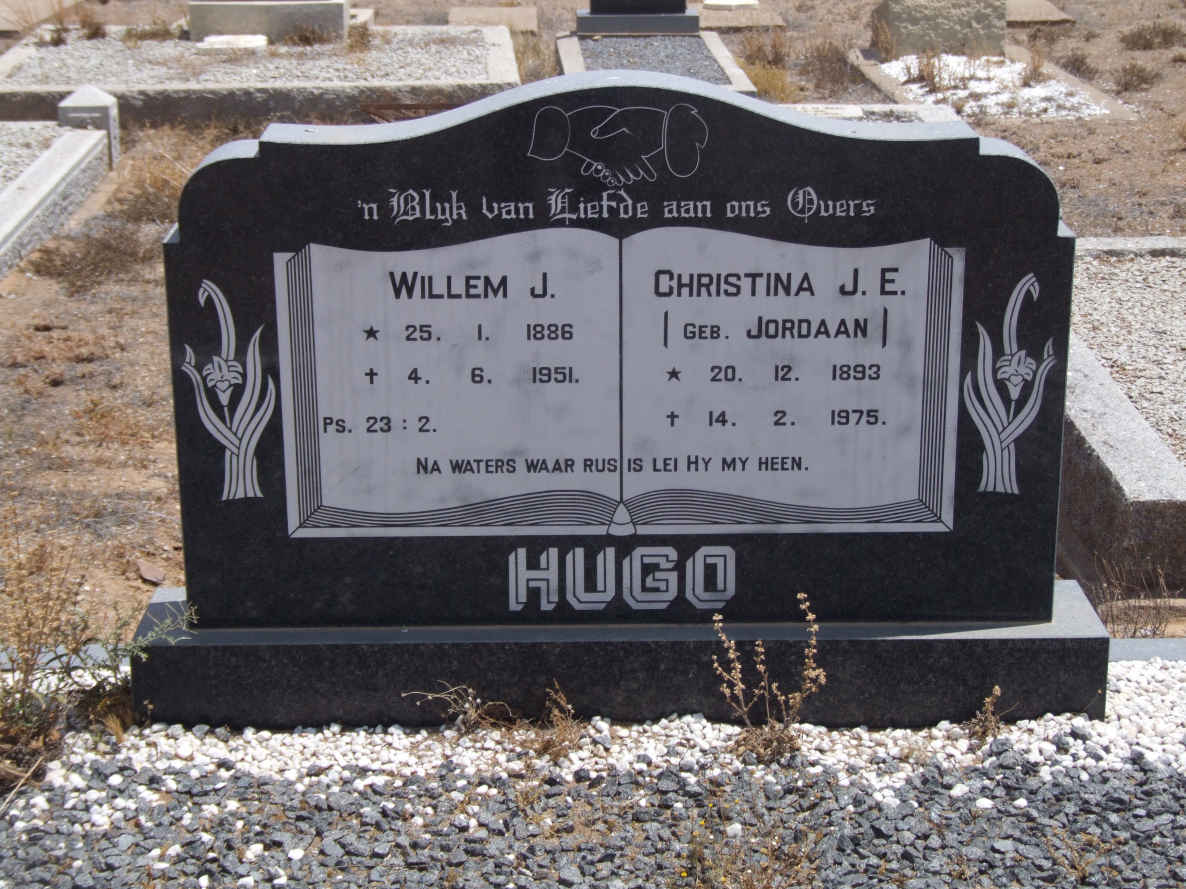 HUGO Willem J. 1886-1951 &amp; Christina J.E. JORDAAN 1893-1975