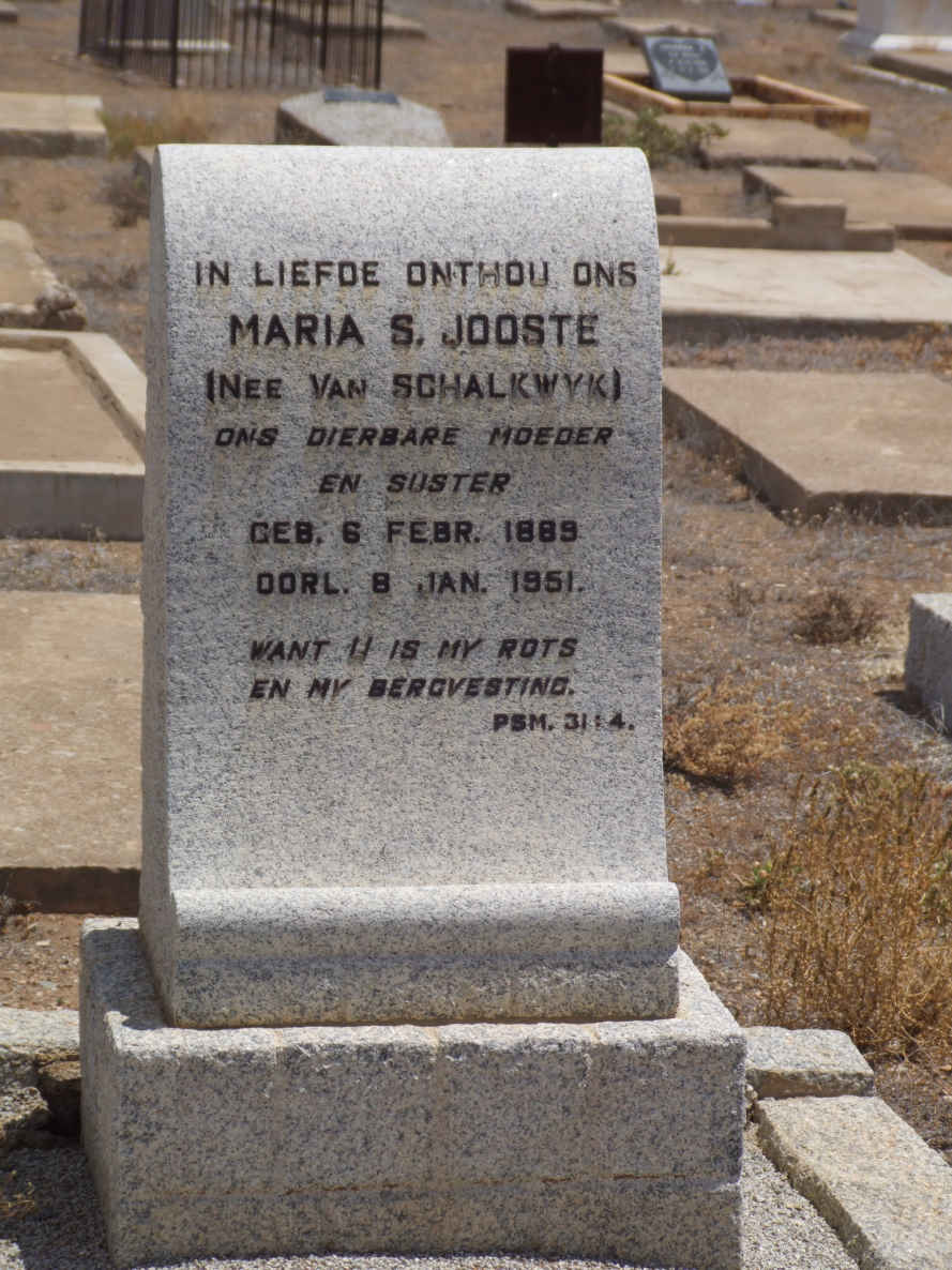 JOOSTE Maria S. nee VAN SCHALKWYK 1889-1951