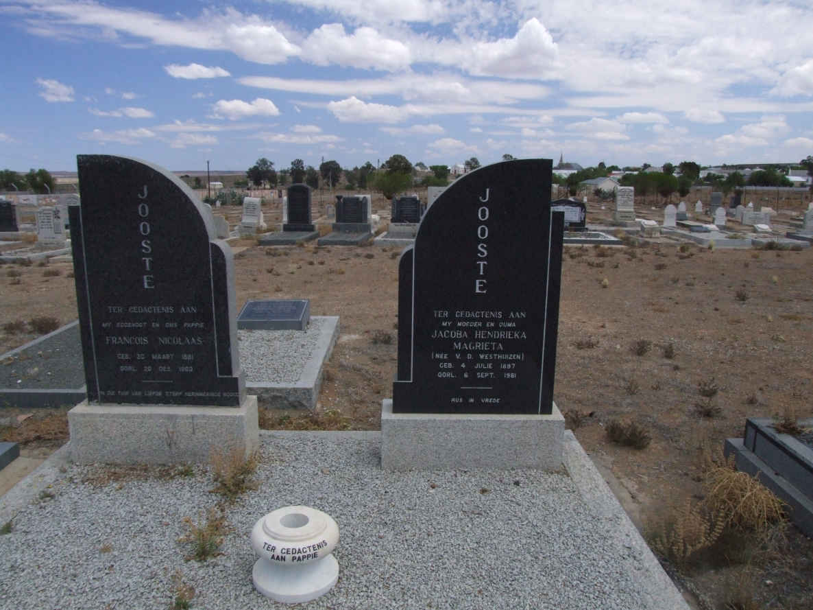 JOOSTE Francois Nicolaas 1881-1960 &amp; Jacoba Hendrieka Magrieta V.D. WESTHUIZEN 1897-1981