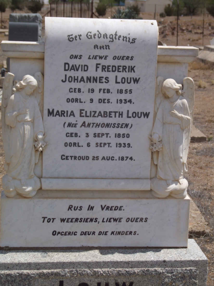 LOUW David Frederik Johannes 1855-1934 &amp; Maria Elizabeth ANTHONISSEN 1850-1939