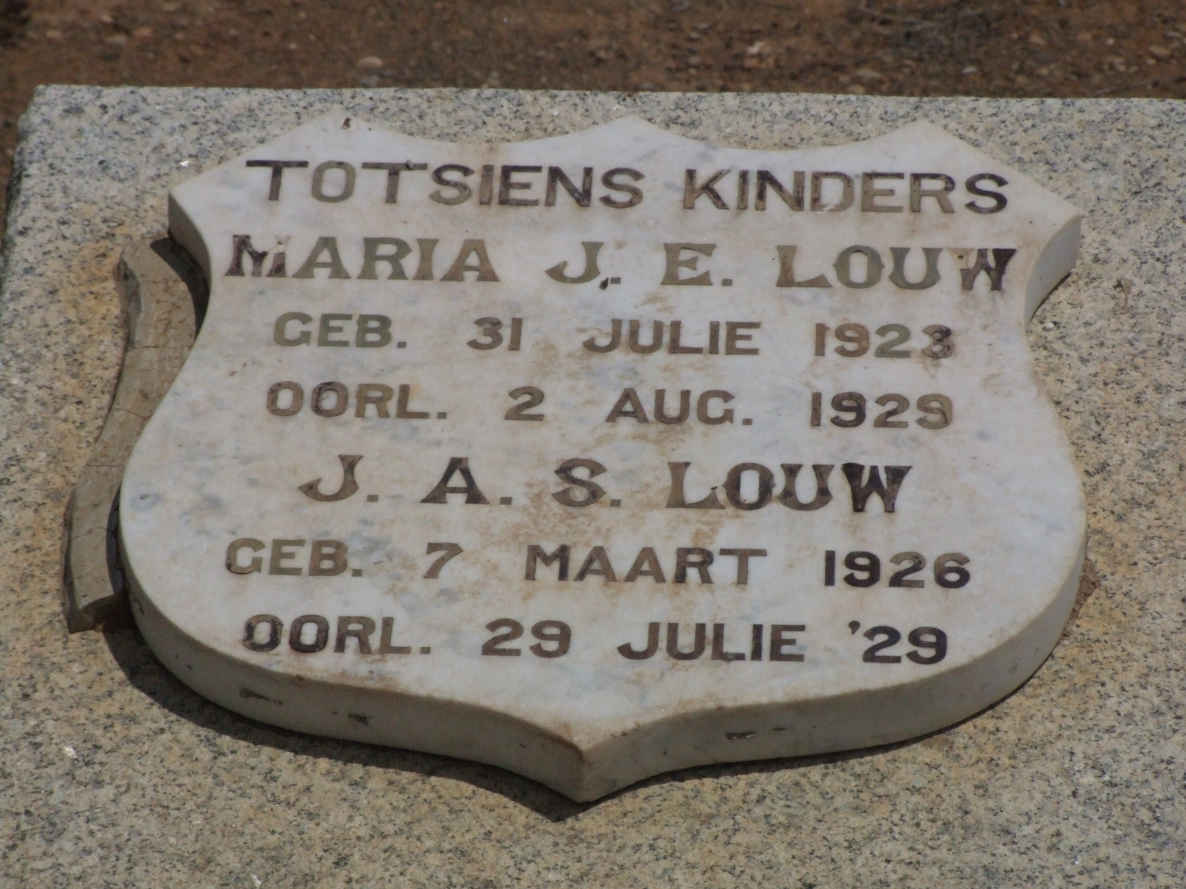 LOUW Maria J.E. 1923-1929 :: LOUW J.A.S. 1926-1929