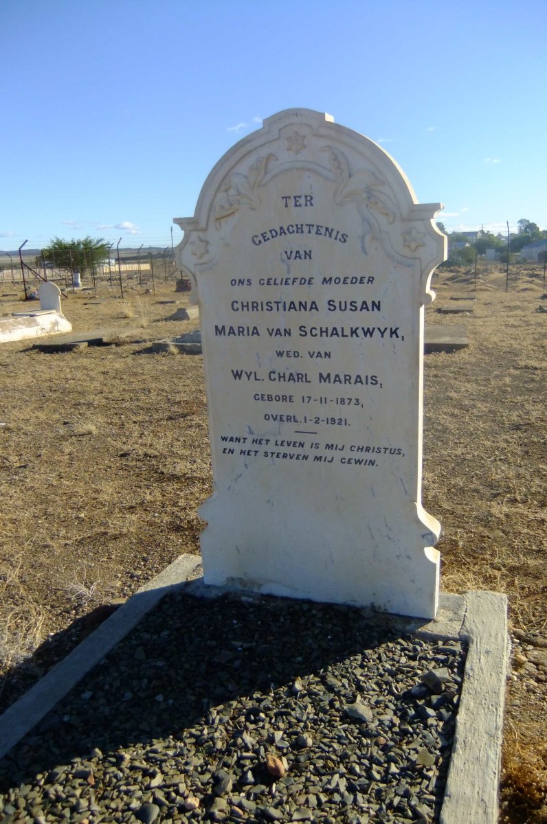 MARAIS Christiana Susan Maria nee VAN SCHALKWYK 1873-1921