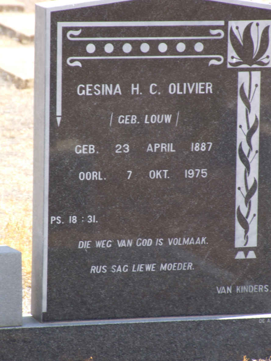OLIVIER Gesina H.C. nee LOUW 1887-1975