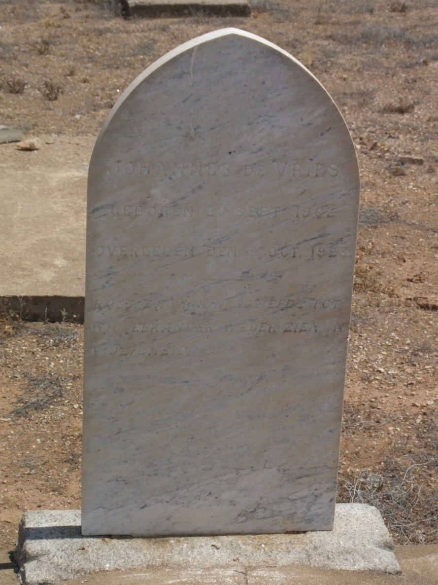 VRIES Johannes, de 1902-1923