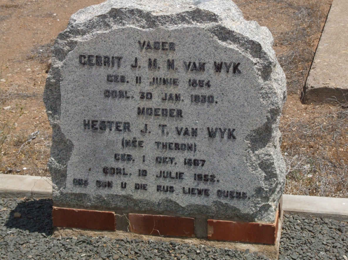 WYK Gerrit J.M.N., van 1854-1930 &amp; Hester J.T. THERON 1867-1953