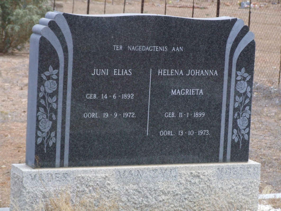 ZYL Juni Elias, van 1892-1972 &amp; Helena Johanna Magrieta 1899-1973