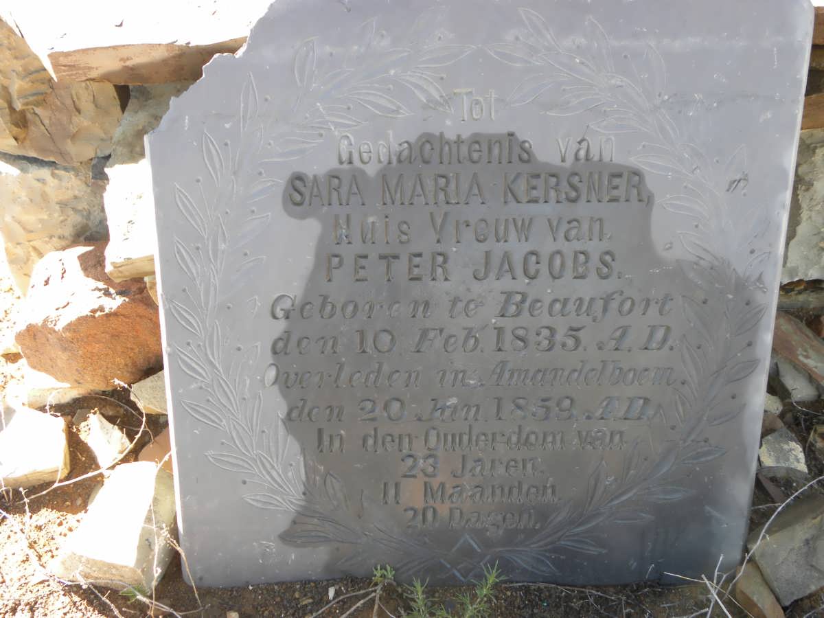 JACOBS Sara Maria nee KERSNER 1835-1859
